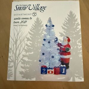 Department 56 Snow Village Santa with White Tree and Red Accents